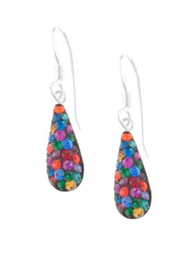 Belk Silverworks Pave Crystal Dark Multi Bat Teardrop Earring