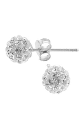Belk Silverworks Pave Crystal Ball Stud Pierced Earring