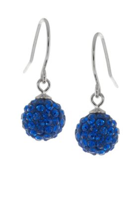 Belk Silverworks Sterling Silver and Pave Crystal Blue Ball Drop Earring