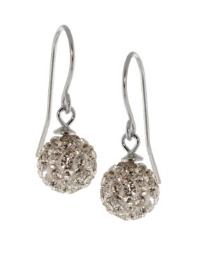 Belk Silverworks Sterling Silver and Pave Crystal Clear Ball Drop Earring