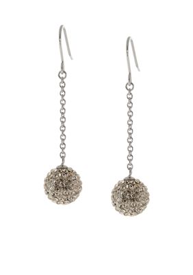 Belk Silverworks Sterling Silver and Pave Crystal Ball Chain Drop Earring