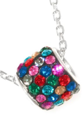 Belk Silverworks Pave Crystal Dark Multi Color Barrel Pendant