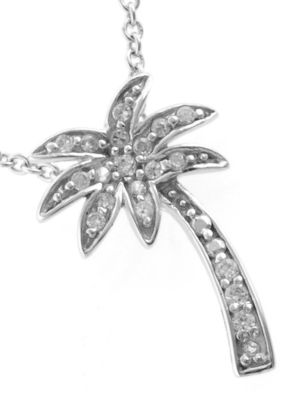 Belk Silverworks Cubic Zirconia And Sterling Silver Palm Tree Pendant
