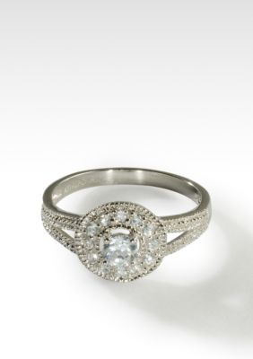 Belk Silverworks Estate pave CZ round ring - size 6