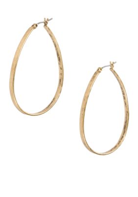 Lucky Brand Jewelry Vintage Silver Oblong Hoop Earring