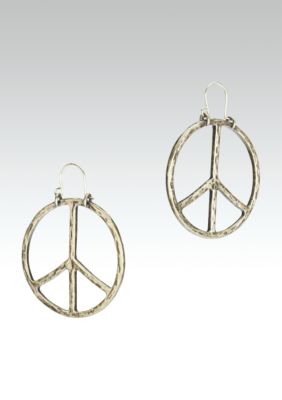 Lucky Brand Jewelry Gold Peace Sign Earrings