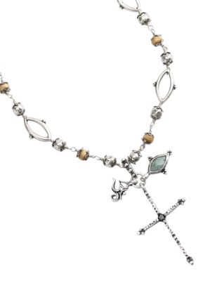 Lucky Brand Jewelry Beaded Cross Charm Necklace
