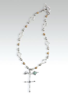 Lucky Brand Jewelry Beaded Cross Charm Necklace