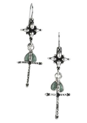 Lucky Brand Jewelry Small Silver Cross Drop Earrings