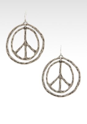 Lucky Brand Jewelry Hammered Peace Double Hoop Earring