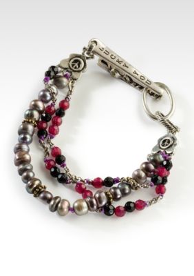 Lucky Brand Jewelry Black Pearl Bead Clip Bracelet