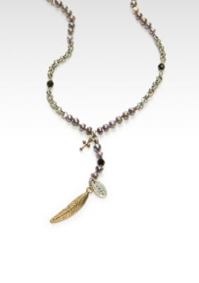 Lucky Brand Jewelry Black Pearl Rosary Necklace