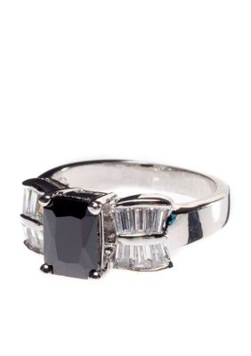 Jet and Clear Stone Ring