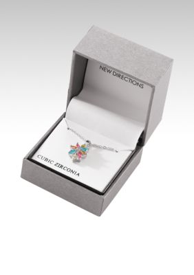 ND&reg; New Directions Multi CZ Flower Pendant Necklace