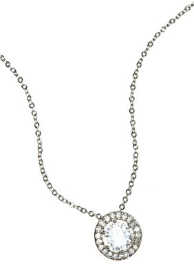 New Directions Round Stone and Pave Pendant