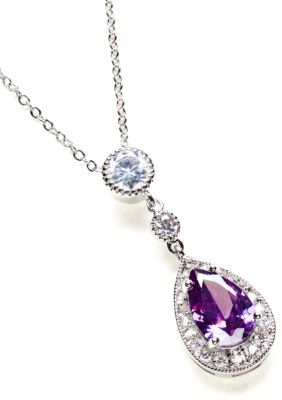 New Directions Pear Stone and Pave Amethyst Pendant