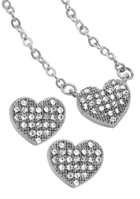 New Directions Heart Pendant and Earring Set