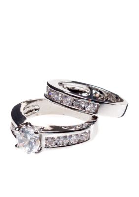 New Directions Round Stone Wedding Ring Set