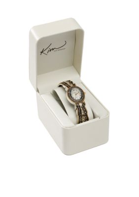 Kim Rogers Women's Oval Two Tone Cuff Bangle Watch