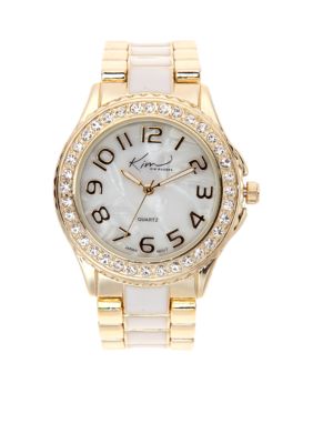 Kim Rogers&reg; Gold with White Inner Links Watch