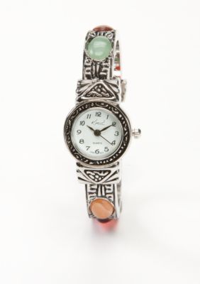 Kim Rogers Women's Silver Tone Cuff Bangle Watch