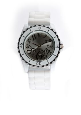 Kim Rogers Women's White Rubber Strap Watch