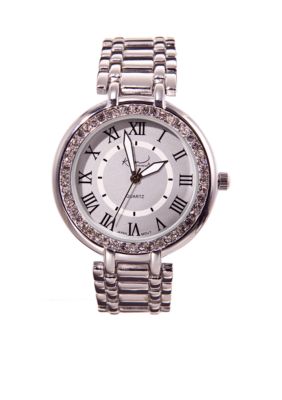 Kim Rogers Silver Link Watch with Stones
