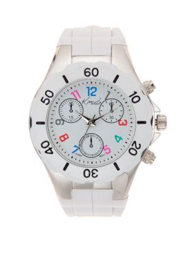 Kim Rogers White Rubber Watch with Colored Numbers