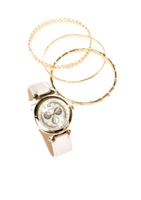 Kim Rogers White Strap Watch & Multi Bracelet Set