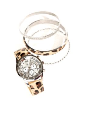 Kim Rogers Leopard Watch & Multi Bracelet Set