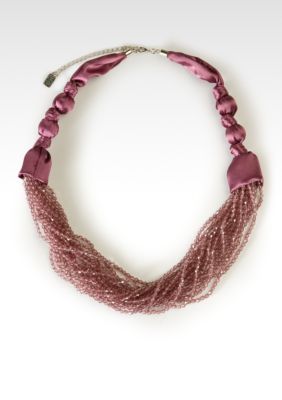 Kristin Davis Purple Seedbead Necklace on Ribbon