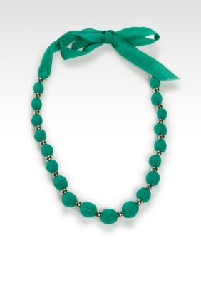 Kristin Davis Long Ribbon Covered Bead Necklace