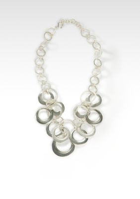 Kristin Davis Silver Circle Link and Disc Necklace