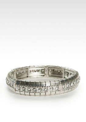 Kristin Davis Silver Stretch Bracelet with Rhinestones