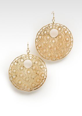 Kristin Davis Gold Filigree Disc Earring