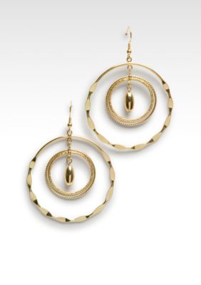 Kristin Davis Double Gold Ring Drop Earring