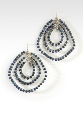 Kristin Davis Blue Bead Triple Hoop Earring