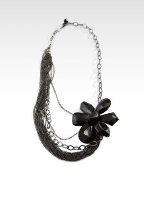 Kristin Davis Multi Chain Necklace with Flower Broach