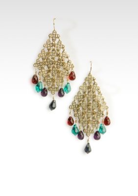 Kristin Davis Gold Chandelier Earrings with Bead Drops