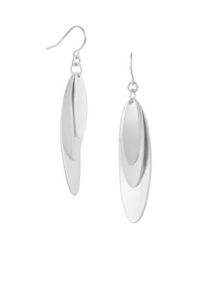 Robert Lee Morris Silver Triple Oval Layered Drop Earrings