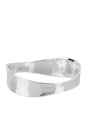 Robert Lee Morris Silver Sculptural Hinged Bangle Bracelet