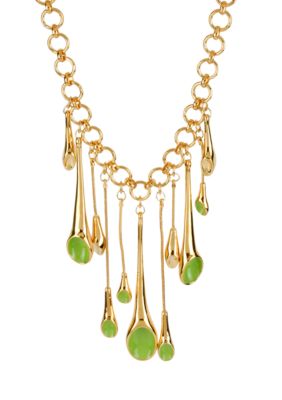 Robert Lee Morris Lime Green Geometric Fringe Necklace