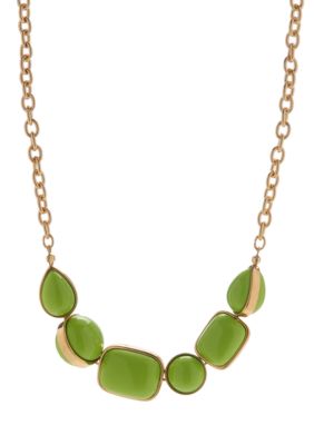 Robert Lee Morris Lime Green Geometric Bead Frontal Necklace