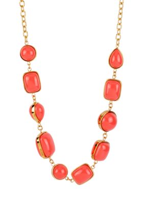 Robert Lee Morris Coral Geometric Bead Long Necklace