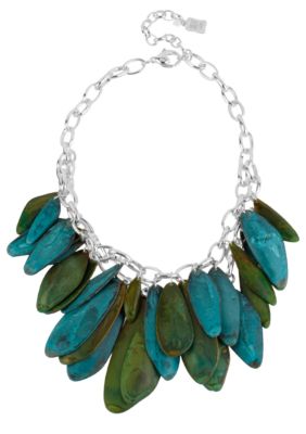 Robert Lee Morris Blue & Green Petal 2 Row Necklace