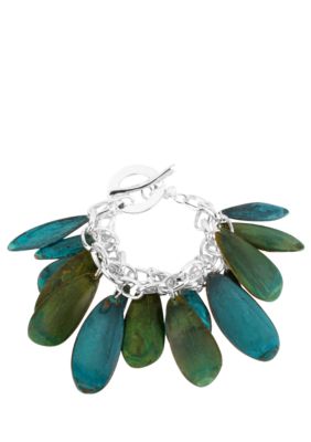 Robert Lee Morris Blue & Green Petal Toggle Bracelet