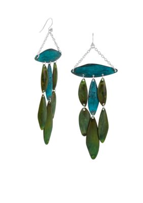 Robert Lee Morris Blue & Green Patina Petal Chandelier Earring