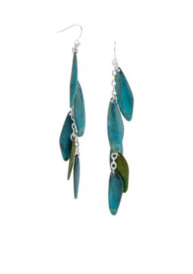 Robert Lee Morris Large Blue & Green Patina Petal Linear Earring