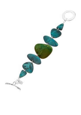 Robert Lee Morris Blue & Green Patina Petal Toggle Bracelet