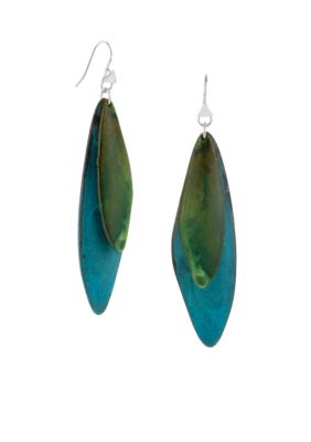 Robert Lee Morris Blue & Green Patina Petal Double Drop Earring